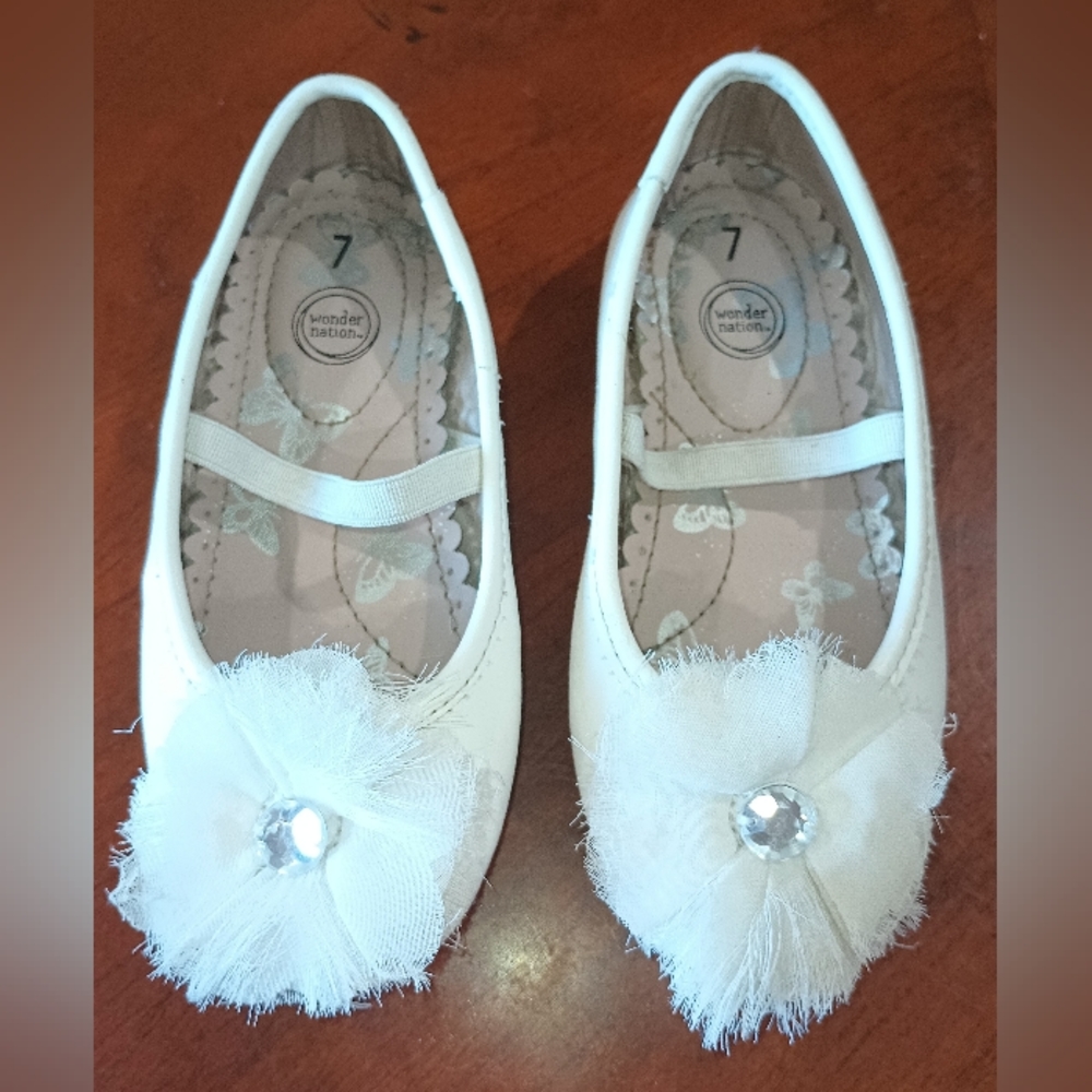 Girls White Ballet Flats Size 7